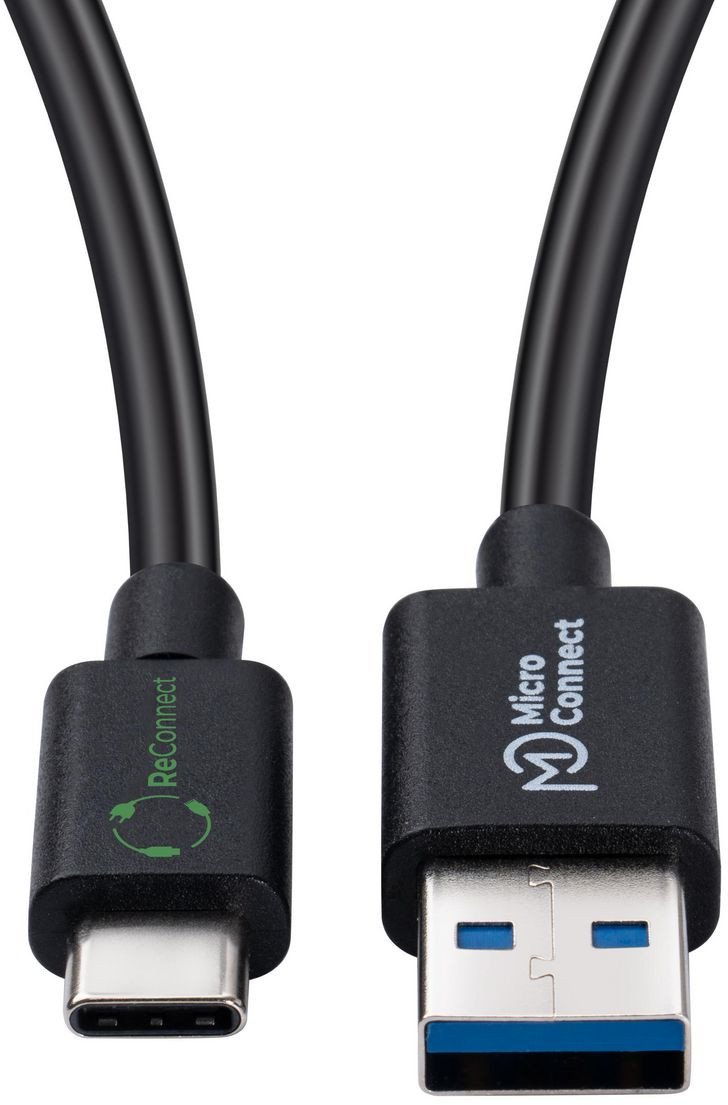 Kabel USB MicroConnect USB-A - USB-C 1 m Czarny (ReConnect (GRS) USB-C to)