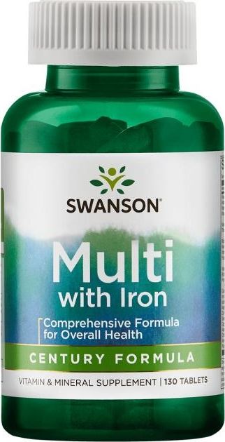 Swanson Swanson - Kompleks Multiwitamin i Minerałów z Żelazem, 130 tabletek