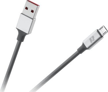 Kabel USB Rebel Comp USB-A - microUSB 1 m Czarno-srebrny (RB-6010-100-B)