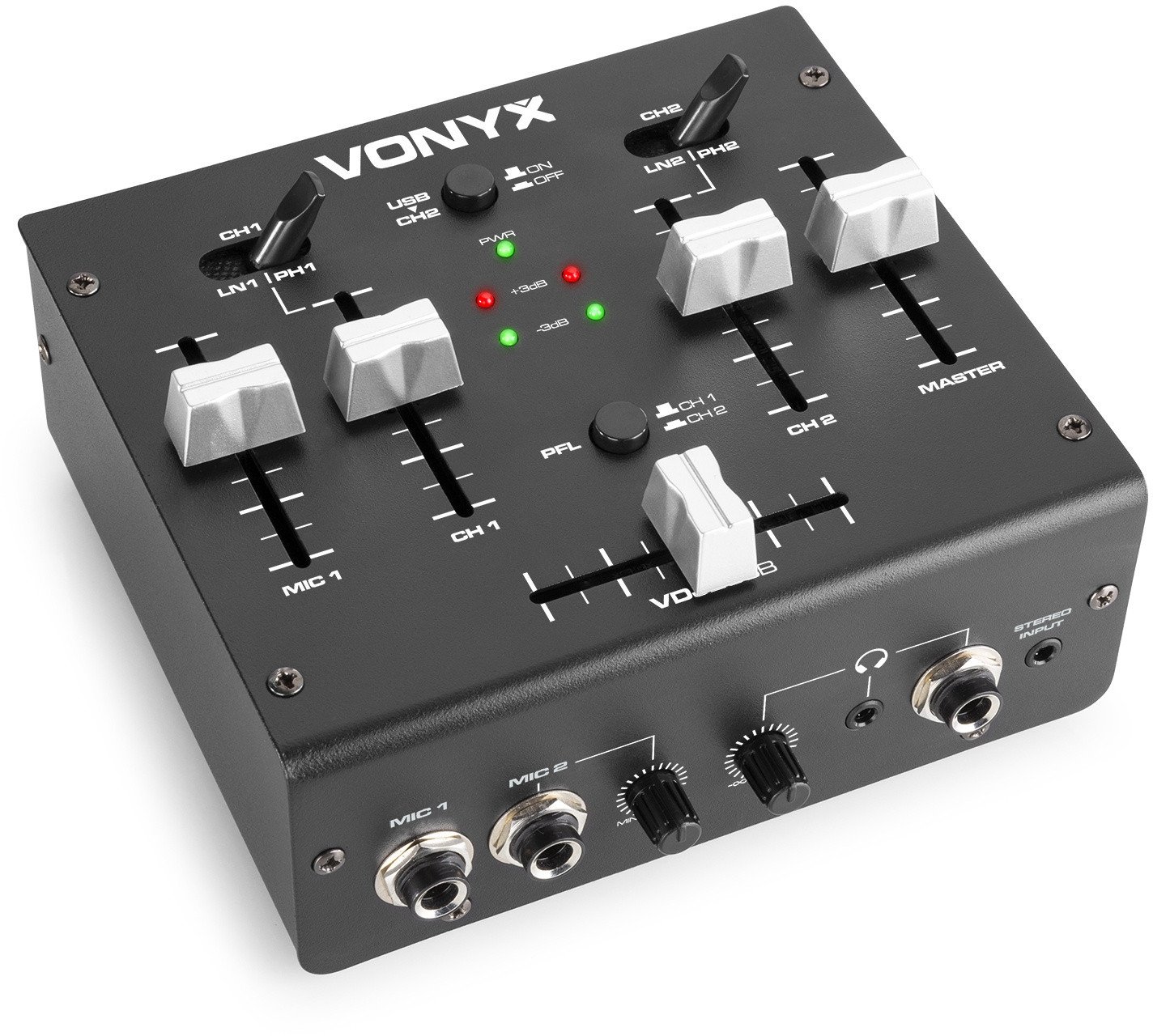 Mikser 3-kanałowy USB VDJ2USB Vonyx one size