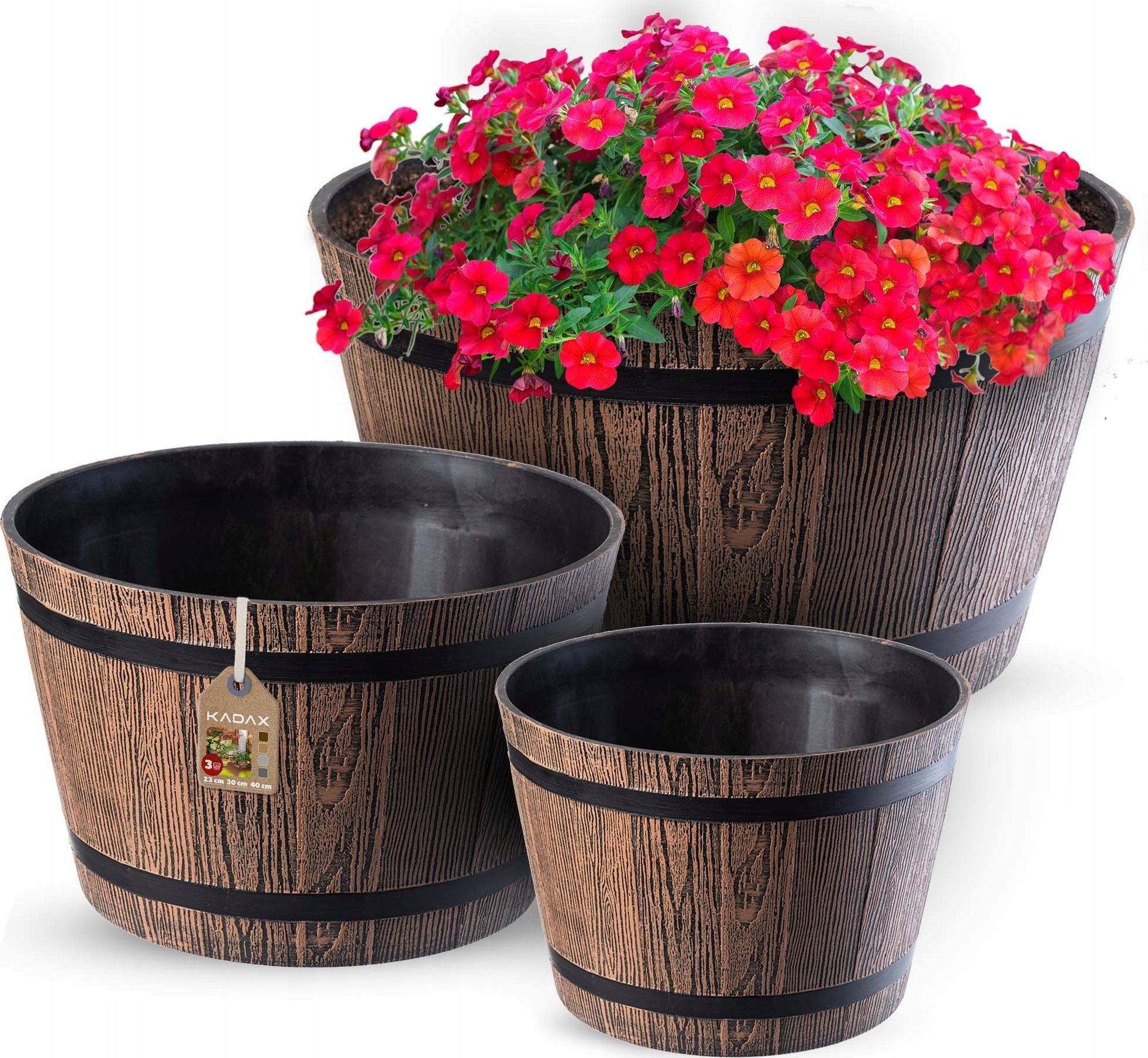 Kadax KADAX Doniczka Donica Ogrodowa 23+30+40cm Brązowa