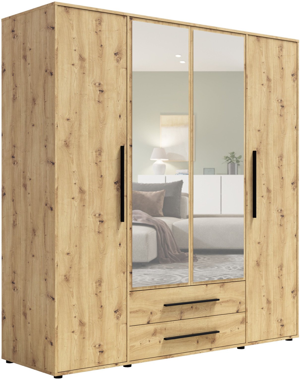 Szafa Modena SZ4D2SZ w kolorze dąb artisan z lustrem