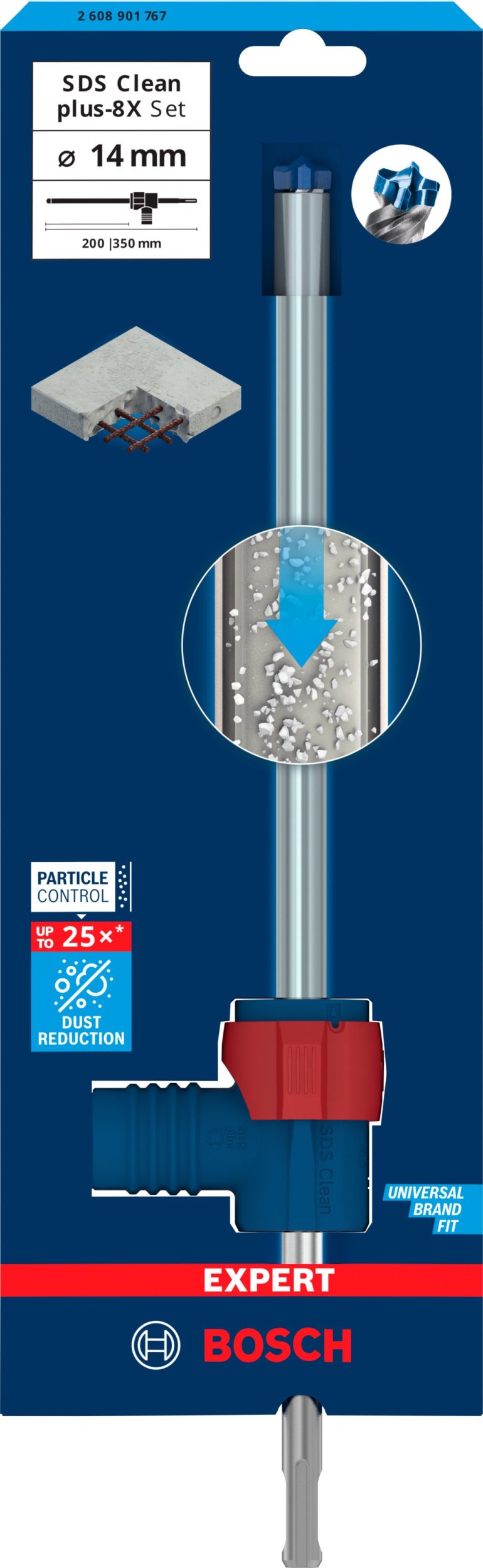 Młotowiertarka Bosch Bosch Expert hammer drill SDS Clean plus-8X set, 14mm (working length 200mm, suction drill incl. suction connection)
