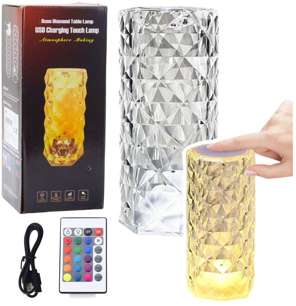 Lampka Nocna Kryształowa LED 16 Kolorów Dotykowa Pilot