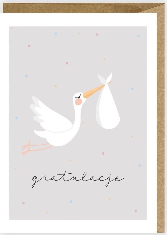 Cardie Kartka okolicznościowa Bocian, eko koperta K040