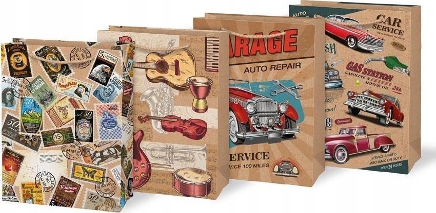 MFP paper torebka na prezent M KRAFT mix 5 190x250x90 5251455