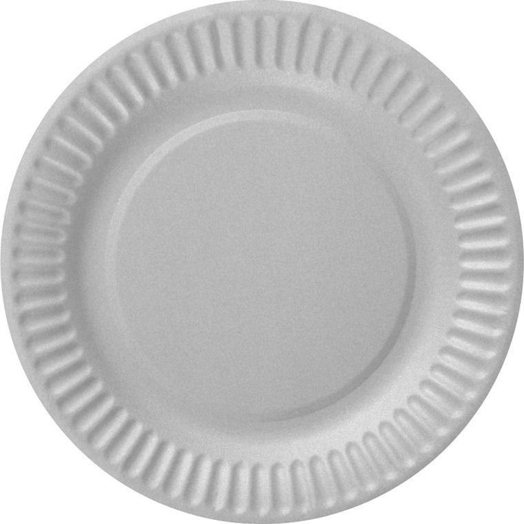 Talerzyki pap. jednokolorowe srebrne 18cm 6szt