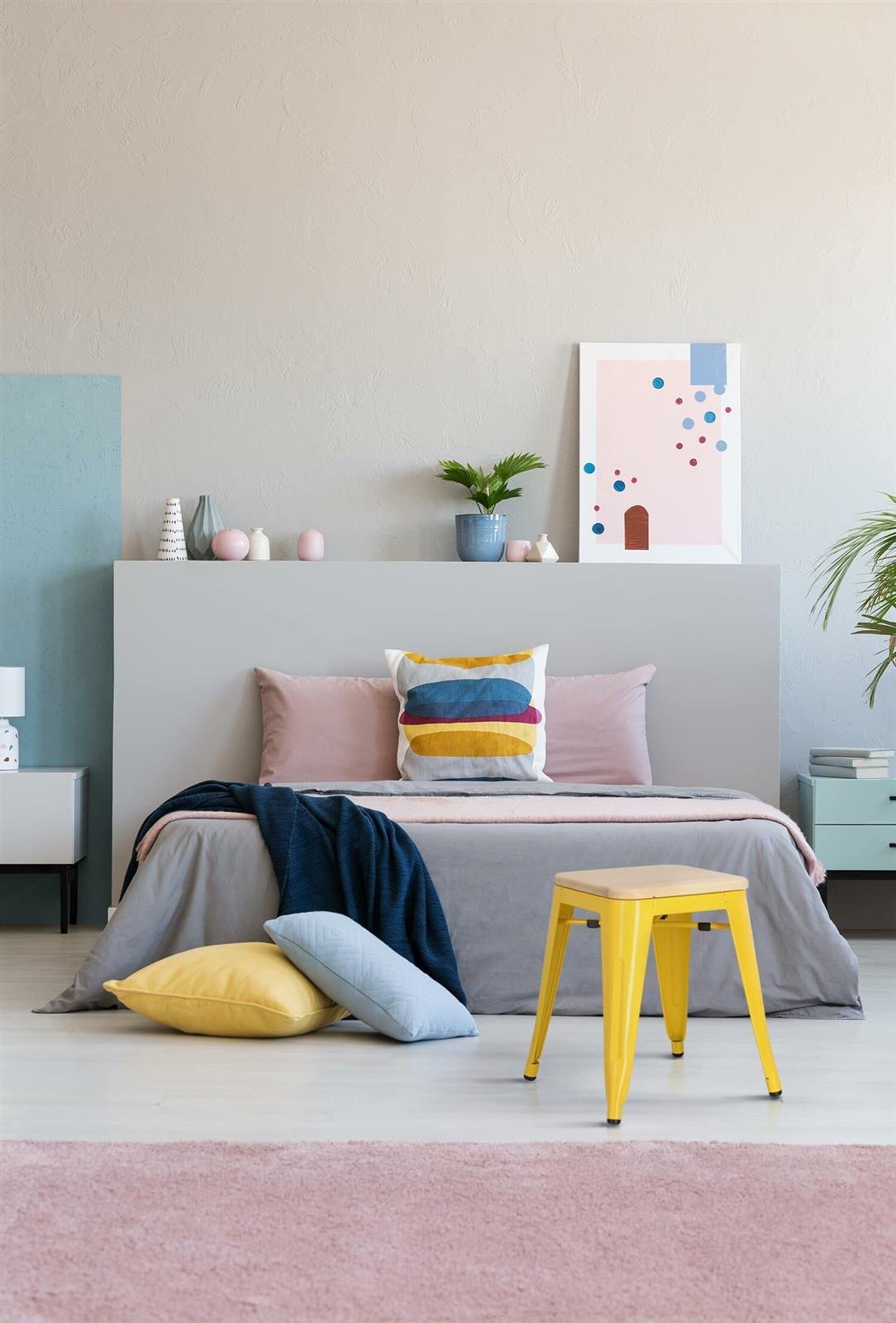 D2.DESIGN Stołek Niort Wood żółty sosna naturalna