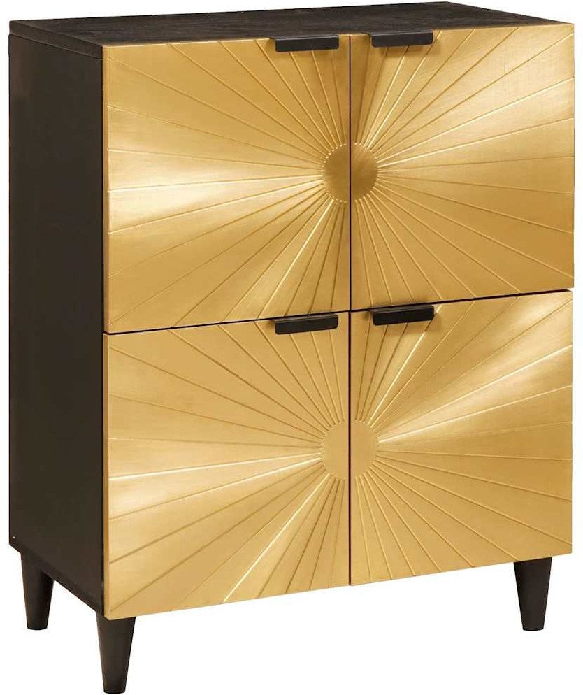 vidaXL Szafka boczna z drzwiami Czarny i złoto 60 x 33.5 x 75 cm