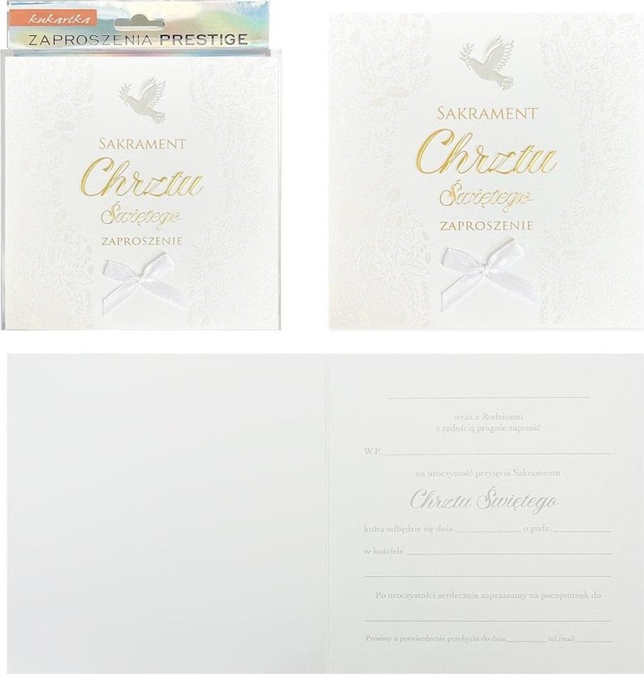 KUKARTKA Zaproszenie Chrzest 5szt