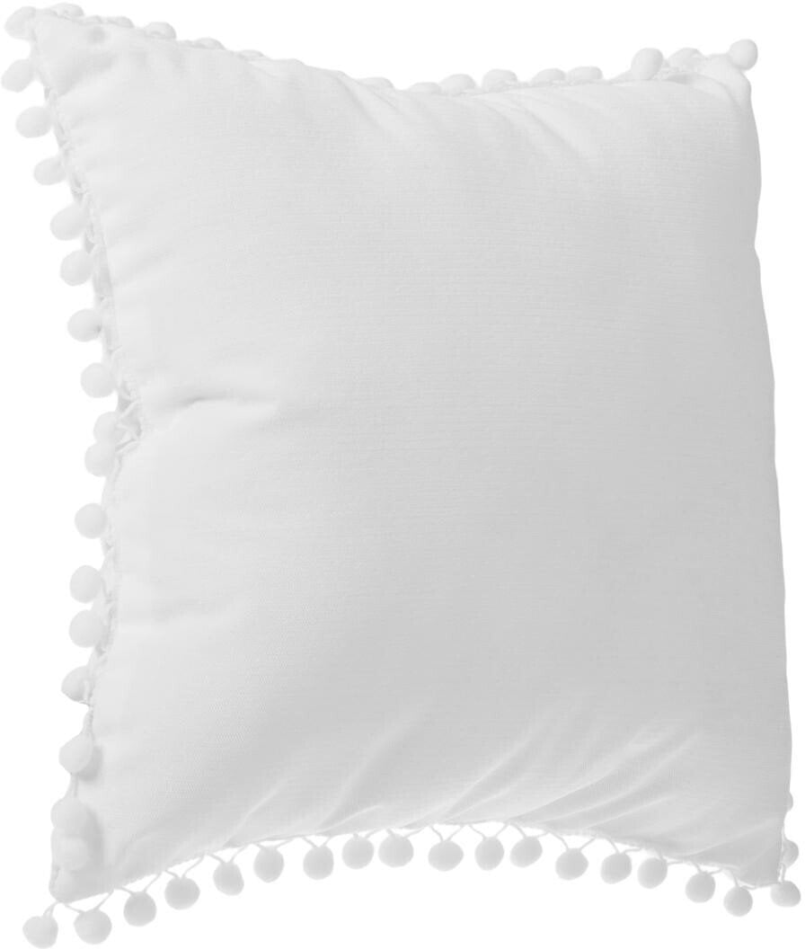 Poduszka dekoracyjna POMPONS, 40 x 40 cm, kolor biały