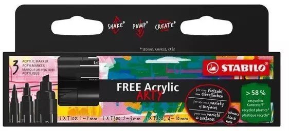 Markery Free, czarne (3 sztuki)