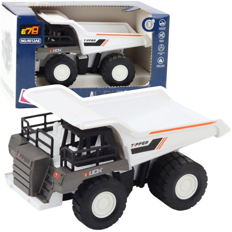 Wywrotka Ciężarówka Budowlana Metalowe Elementy Napęd Biała LEAN Toys