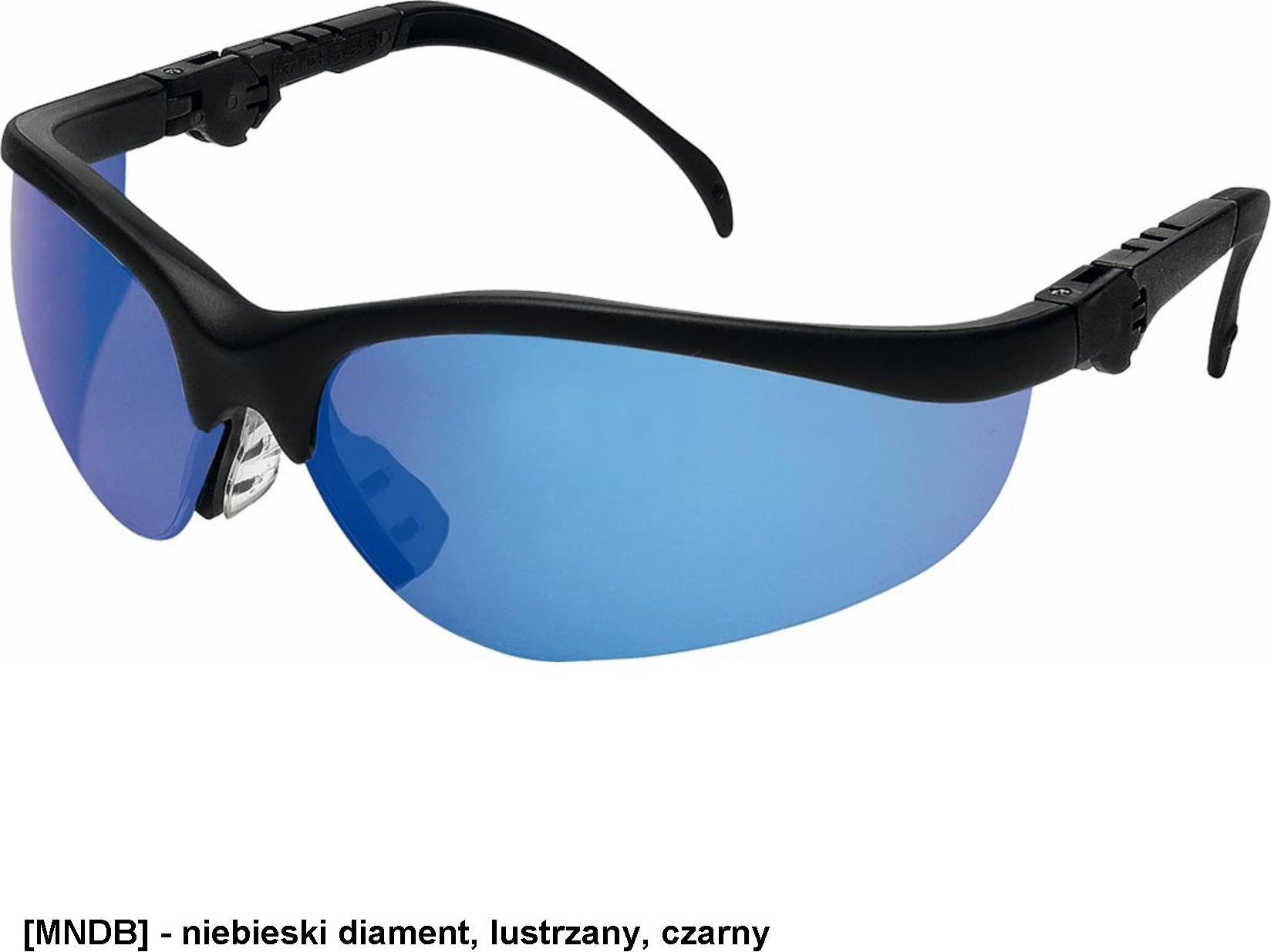 R.E.I.S. MCR-KLONDIKEP - Przeciwodpryskowe okulary ochronne w linii KLONDIKE Plus - niebieski diament, lustrzany, czarny