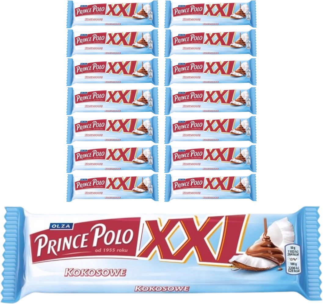 Prince Polo XXL Kruchy wafelek kokos 50 g x 14 sztuk