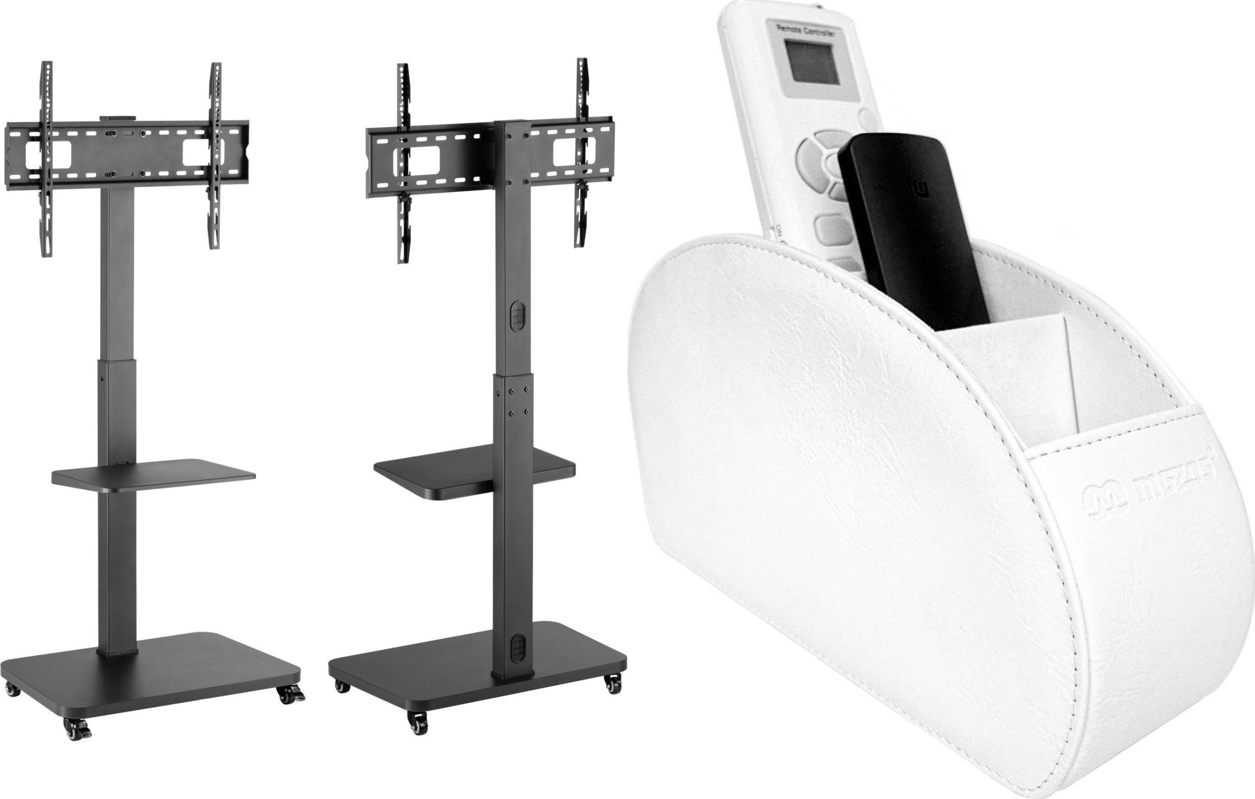 Mozos Mozos MSTV mobilny stojak tv stand do telewizora + RCH-1-WH organizer na piloty biały