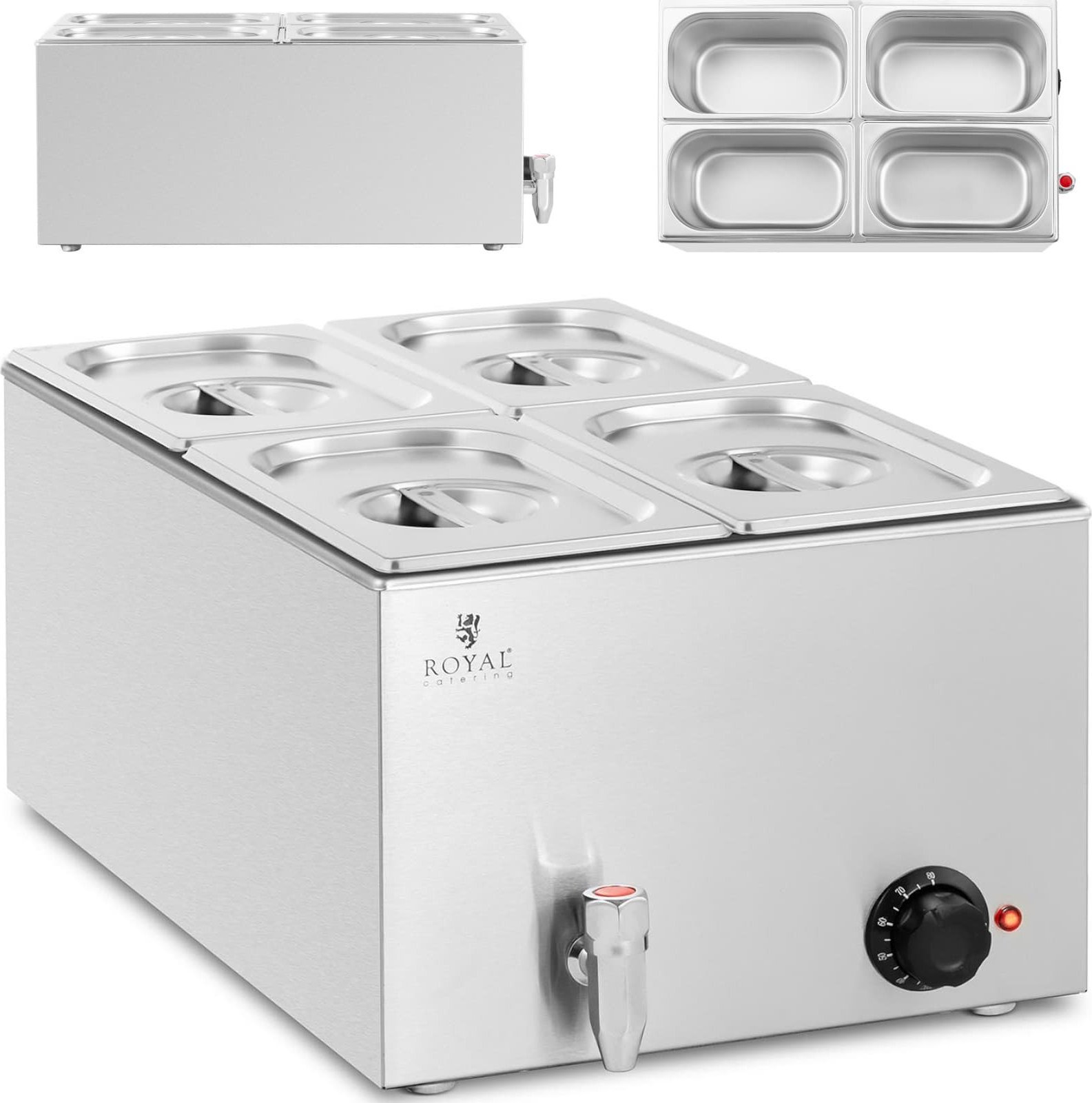 Bemar podgrzewacz elektryczny z kranem 4 x GN 1/4 600 W