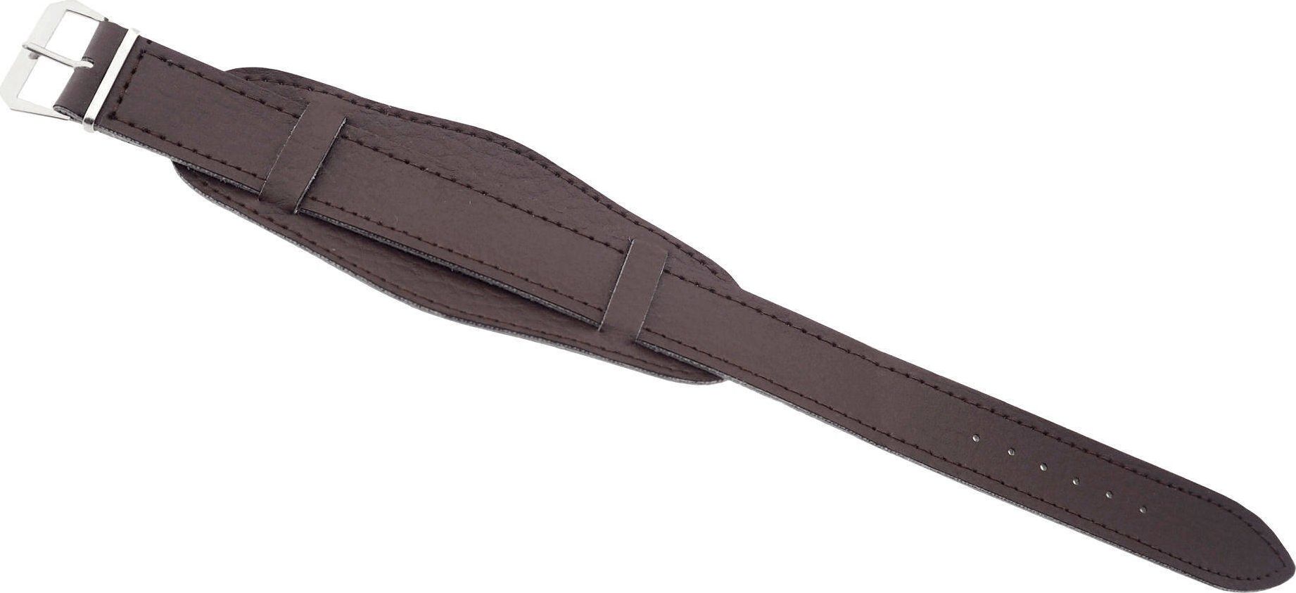 JVD Skórzany pasek z podkładką do zegarka 18 mm brązowy