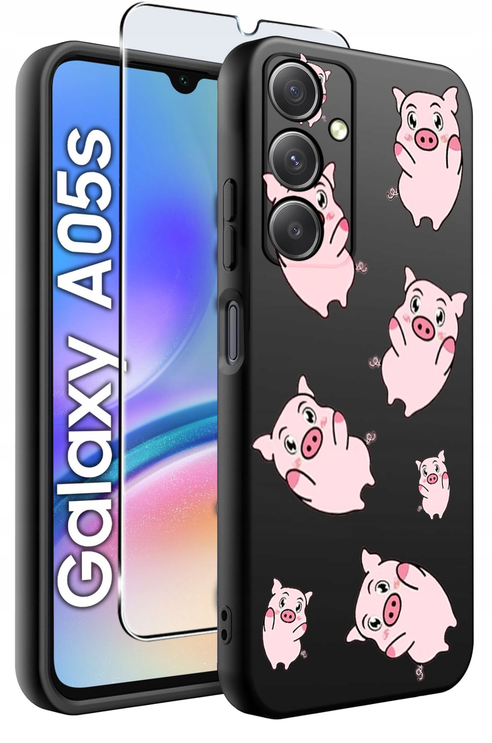 ETUI do Samsung A05s WZORY | SILIKONOWE MATT CASE + SZKŁO 9H