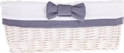 WickerPL Pojemnik wiklinowy wybielany obszyty materiałem 38x28 H20 cm