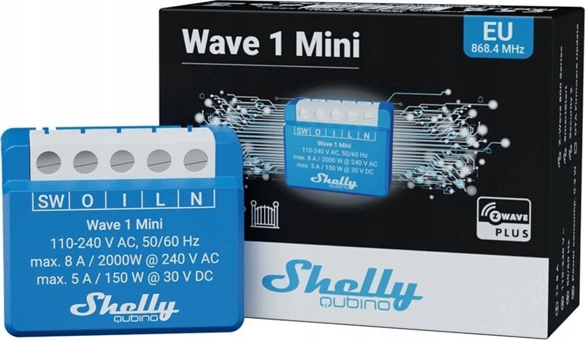 Shelly Shelly Qubino Wave 1 Mini Mądry przełącznik Niebieski