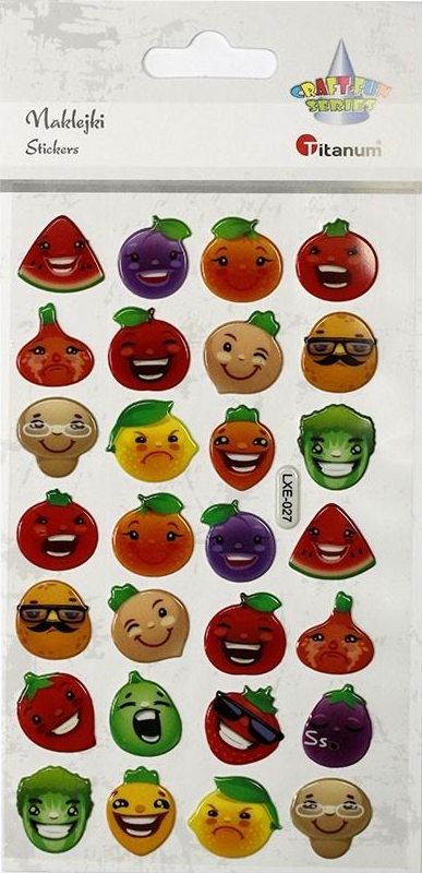 Titanum Naklejki wypukłe emotikony owoce, warzywa 28szt