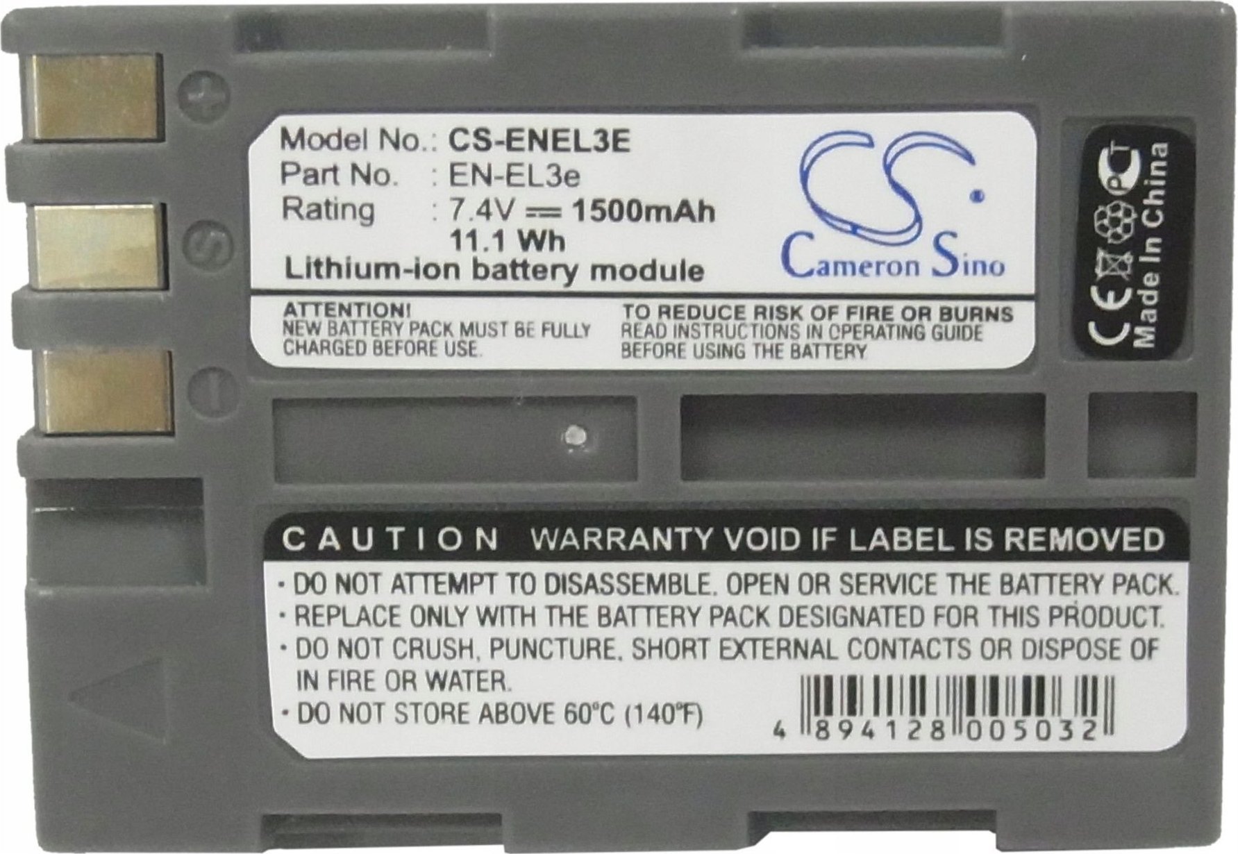 Akumulator Cameron Sino Akumulator Bateria Typu En-el3a / En-el3 / En-el3e Do Nikon / Cs-enel3e