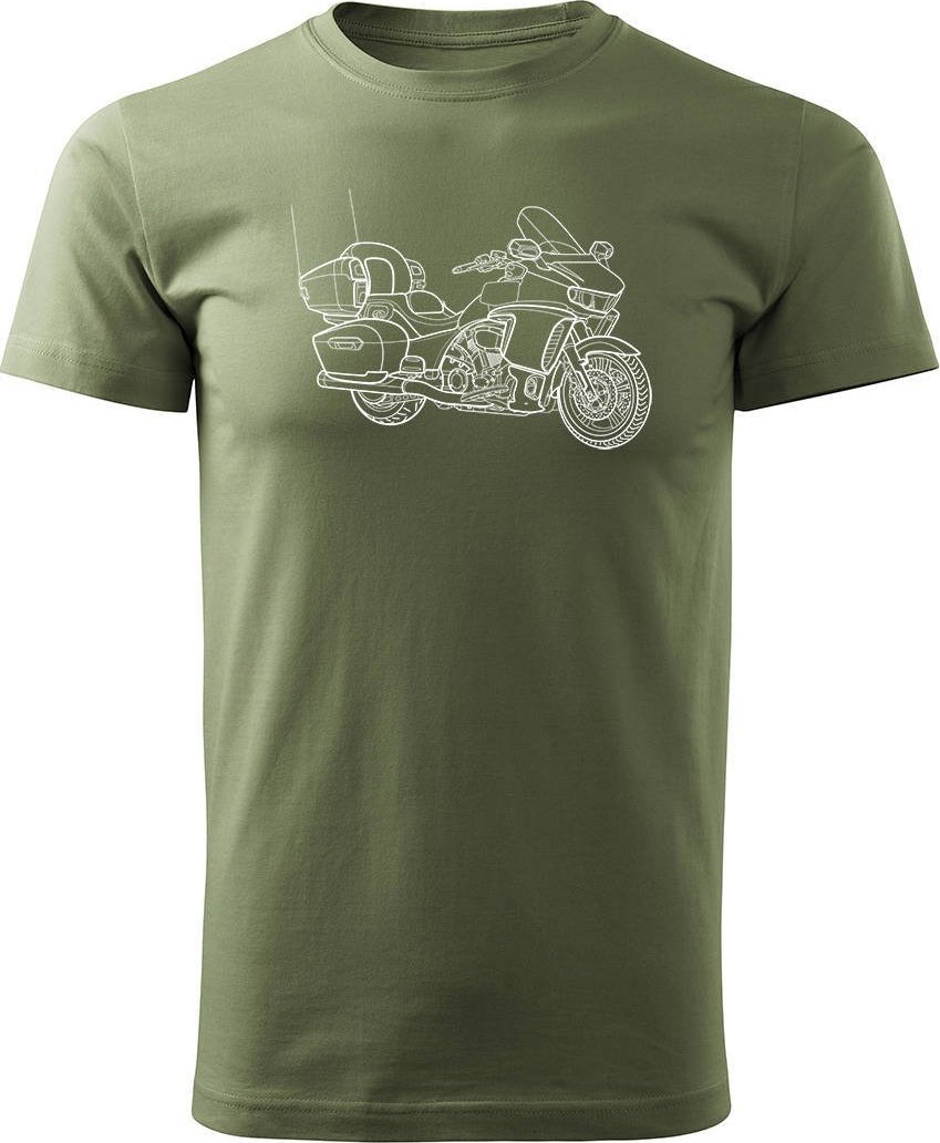 Topslang Koszulka motocyklowa z motocyklem Yamaha Star Venture 1800 adventure męska khaki XL