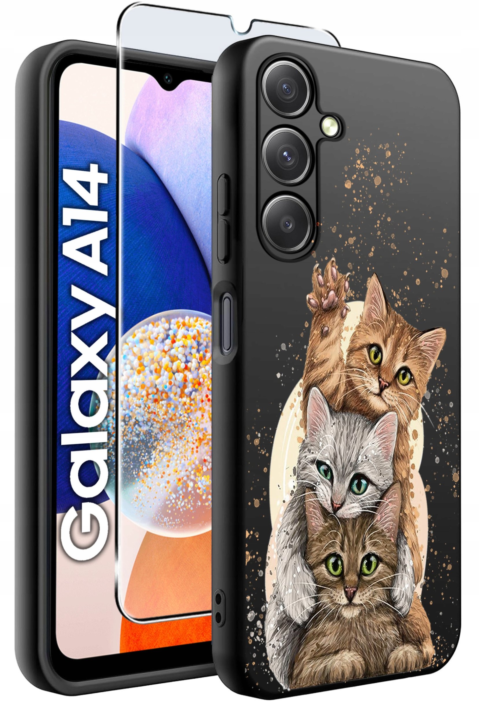 ETUI do Samsung A14 5G WZORY | SILIKONOWE MATT CASE + SZKŁO HARTOWANE 9H