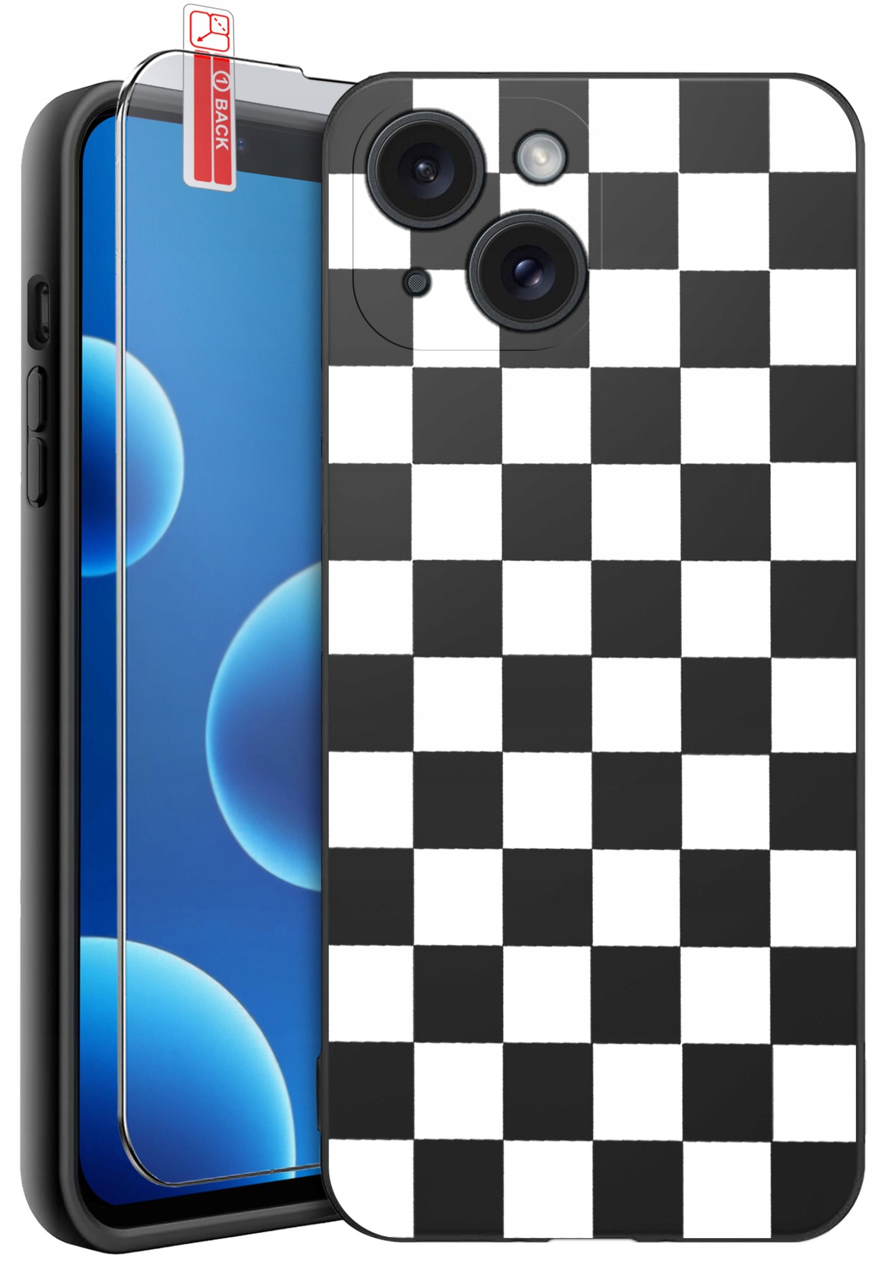 ETUI do iPhone 13 | 14 | WZORY | SILIKONOWE MATT CASE + SZKŁO 9H