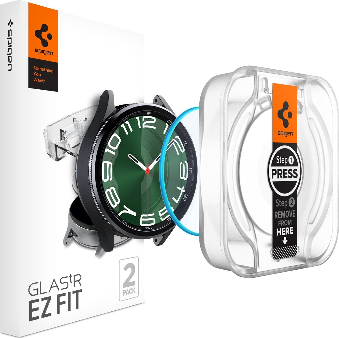 Spigen Glass tR EZ Fit 2 Pack - Samsung Galaxy Watch6 Classic 47mm