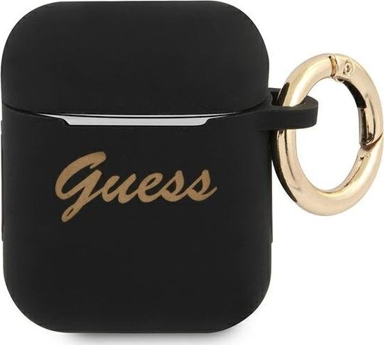 Guess Etui ochronne GUA2SSSK Silicone Vintage Script do AirPods 1/2 czarne