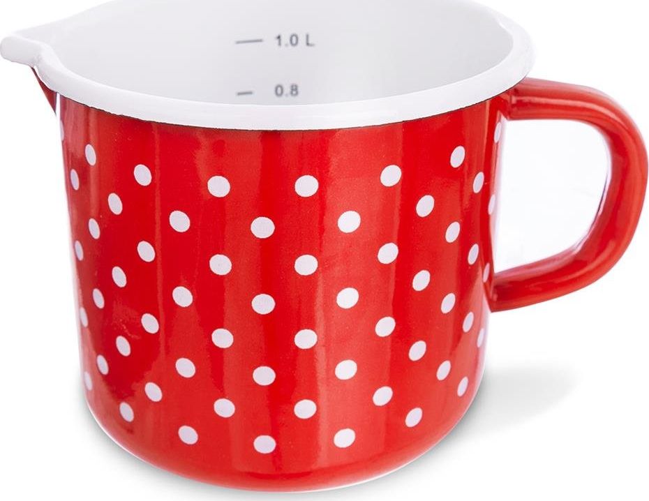 Orion Kubek emaliowany retro 1,2L CZERWONY W GROCHY uniwersalny