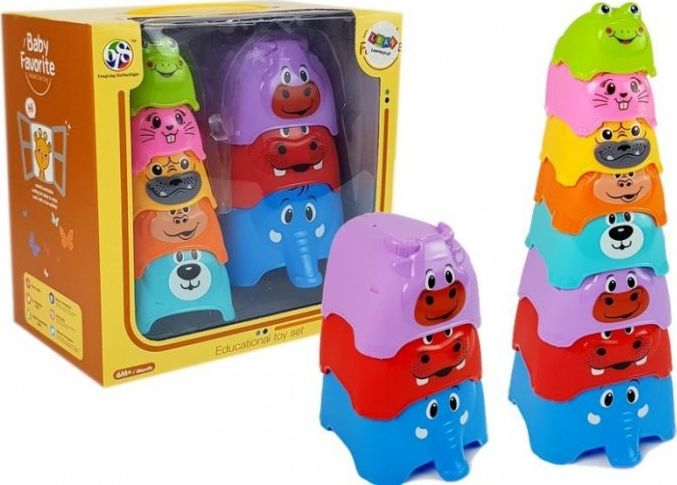 Lean Sport Import LEANToys Piramidka Kubeczki dla Niemowlaka Zwierzątka