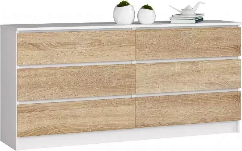 Elior Skandynawska komoda do salonu biały + dąb sonoma - Olin 3X