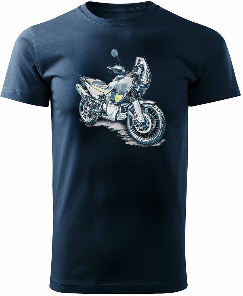 Koszulka z motocyklem na motor Husqvarna Norden 901 męska granatowa REGULAR M
