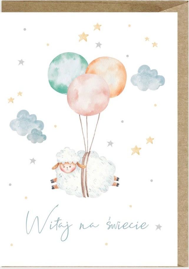 Cardie Kartka z okazji narodzin Owieczka K118