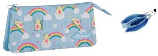 Piórnik saszetka 23x10cm tęcza i awokado