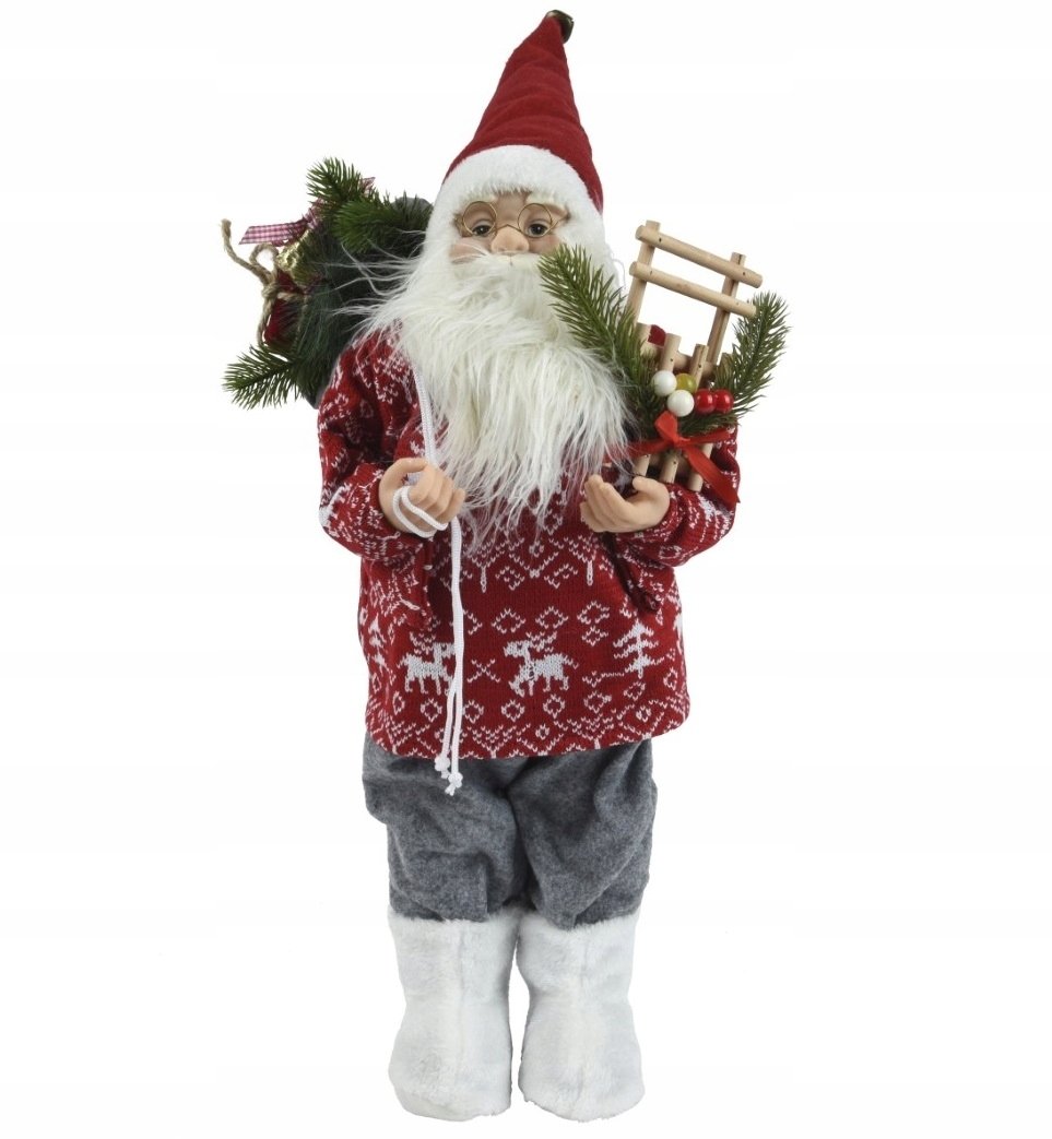 Figurka Świąteczna Święty Mikołaj poliestrowy duży 60cm 1szt