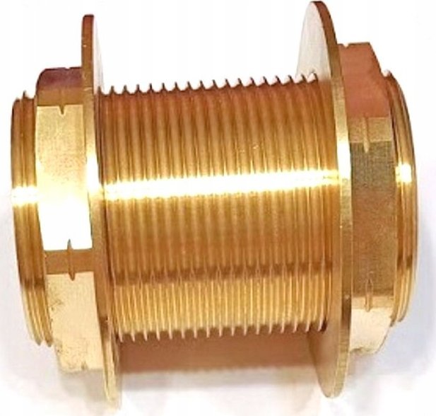 przejście przez przegrodę 1 1/2" (DN40) gwint zew. + 2 mosiężne nakrętki, długość 70mm