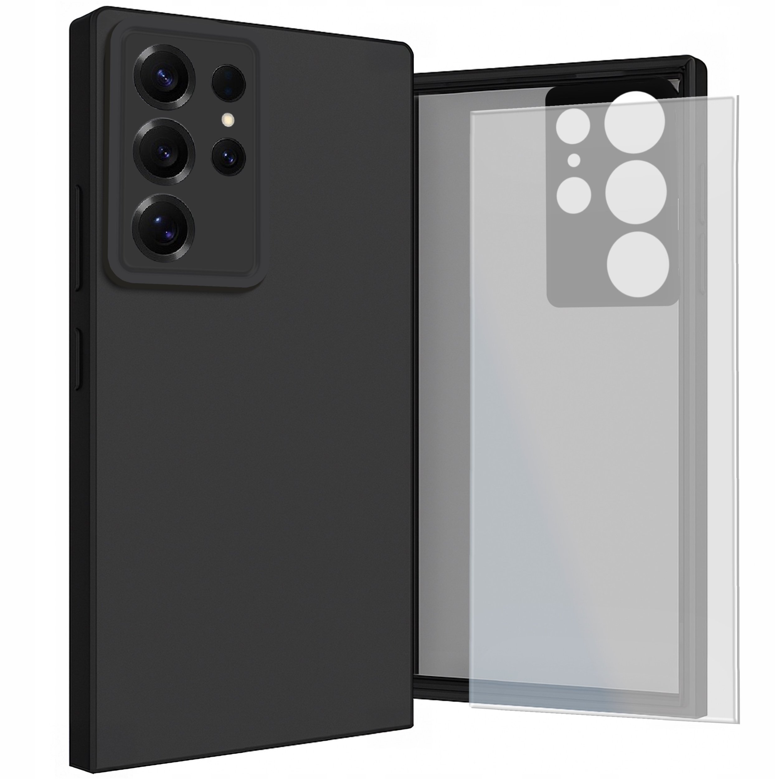 Etui do Samsung Galaxy S25 Ultra (Osłona Kamery, Czarne Matowe) Szkło 9H