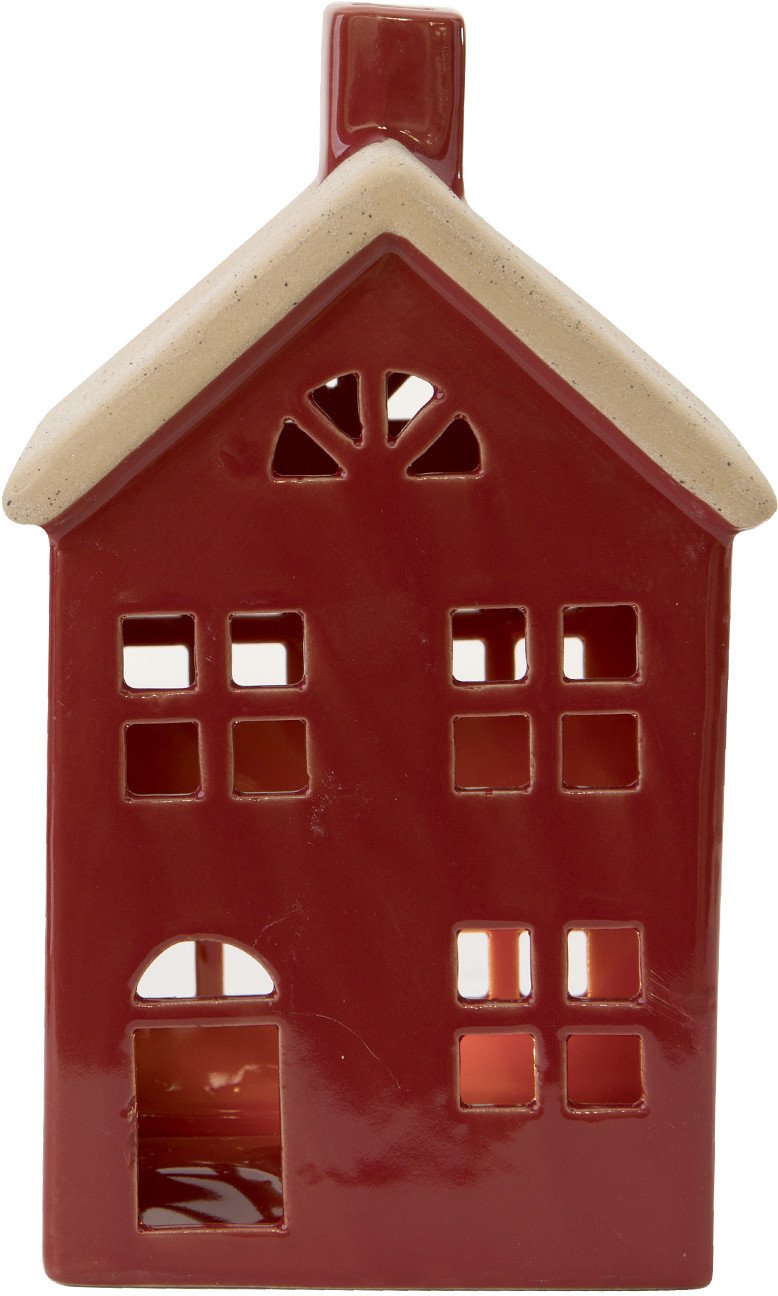 Figurka świecąca Domek ceramiczny czerwony duży 8044