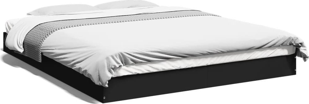 vidaXL Rama łóżka, czarna, 160x200 cm, materiał drewnopochodny