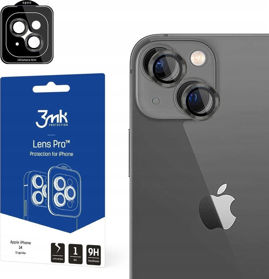 3MK Szkło hybrydowe na obiektyw aparatu 3MK Lens Protection Pro Apple iPhone 14 grafitowy/graphite