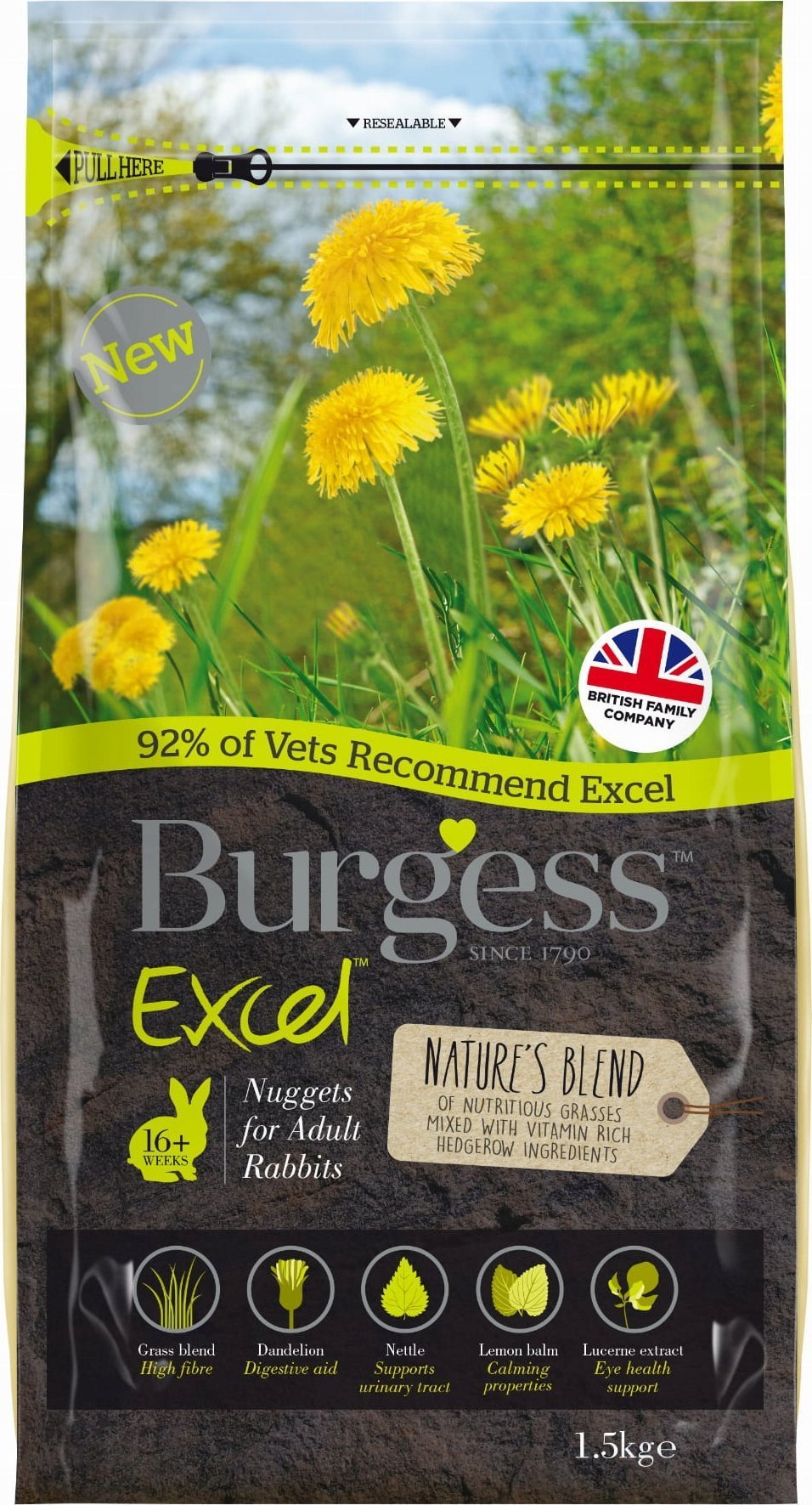 Burgess Burgess Adult kanin Natures Blend 1,5 kg