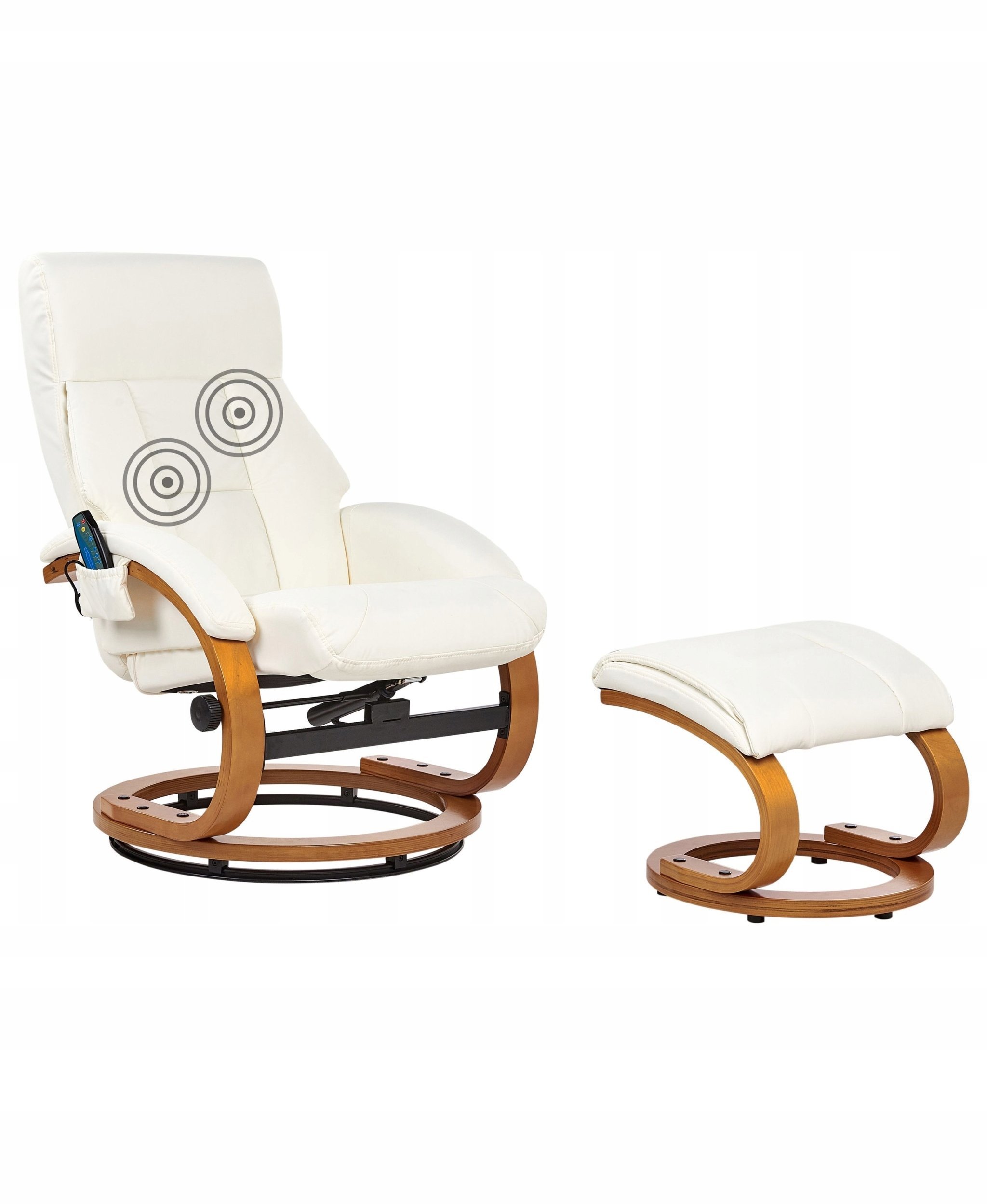 Beliani Fotel z masażem FORCE Z podnóżkiem Biały