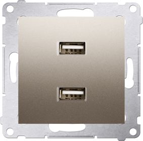 Kontakt-Simon Simon 54 Ładowarka 2xUSB 2.1A 5V/DC złoty mat (DC2USB.01/44)