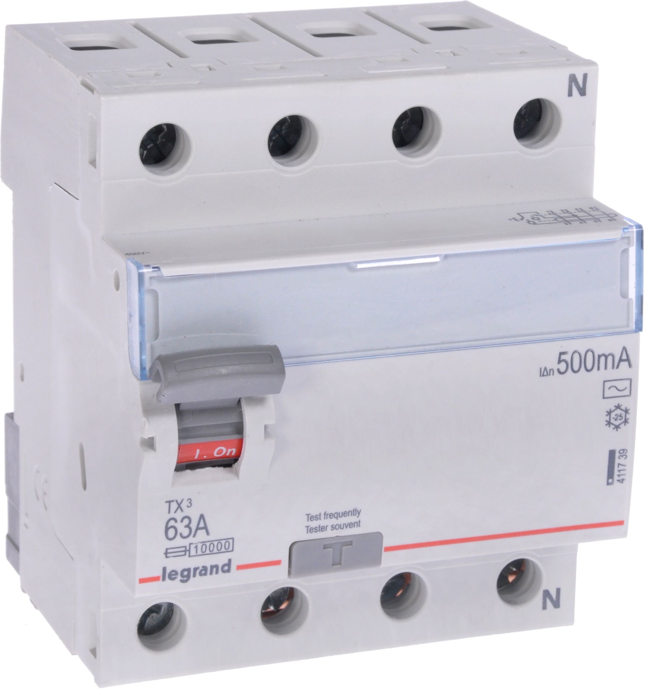 Legrand Wyłącznik różnicowoprądowy 4P 63A 0,5A typ AC P304 - 411739