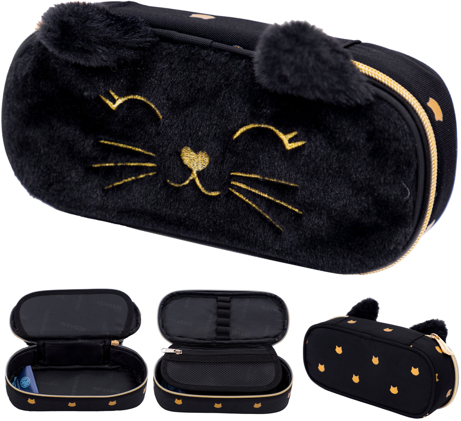 Piórnik kosmetyczka etui usztywniany z klapką plusz Fluffy Kitty AC6 ASTRA