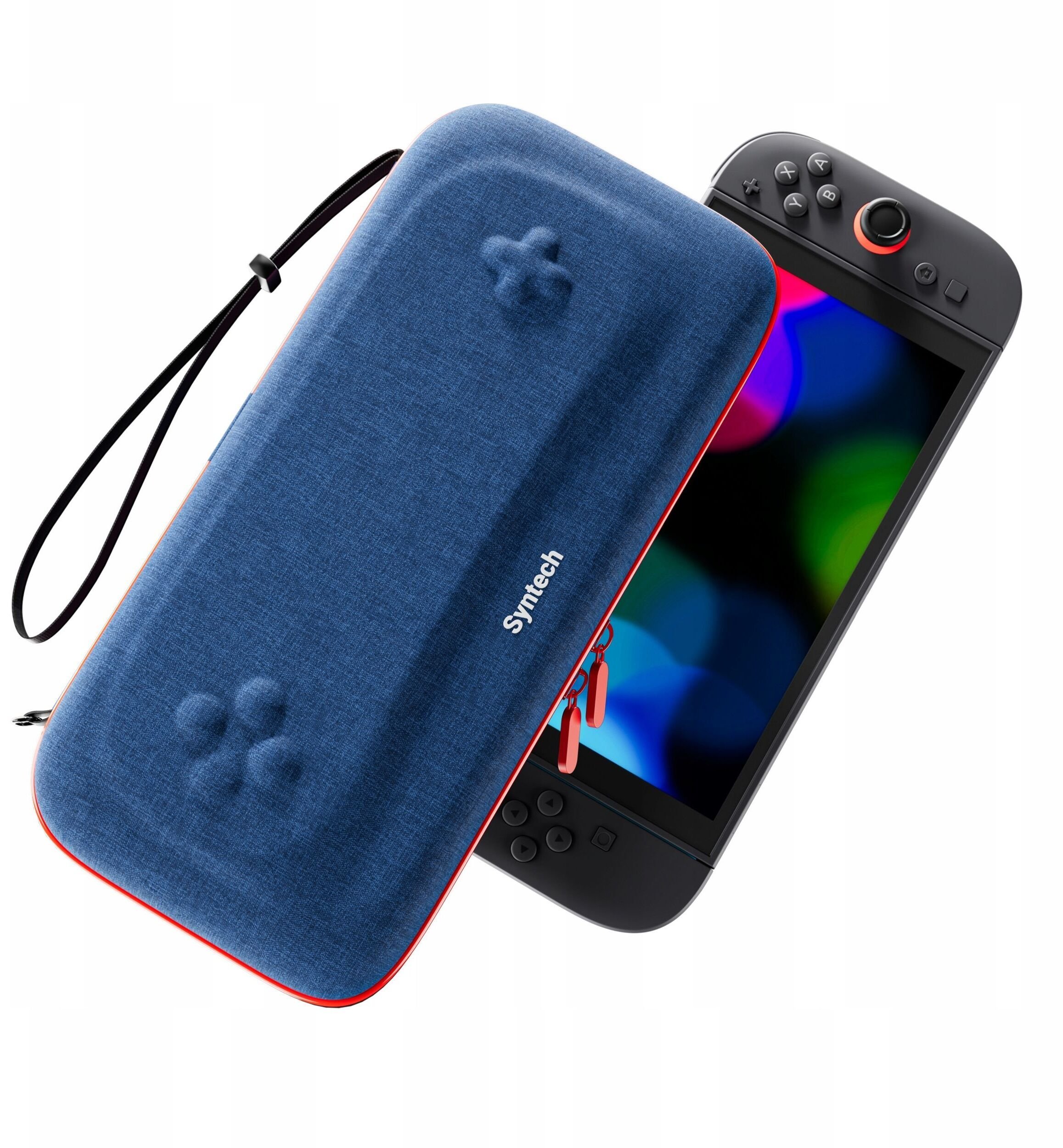 Twardy Sztywny Pokrowiec Futerał Etui Walizka Case Do Nintendo Switch 2 / G11 Niebieski Z Czerwonym Zamkiem